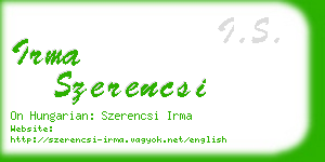 irma szerencsi business card